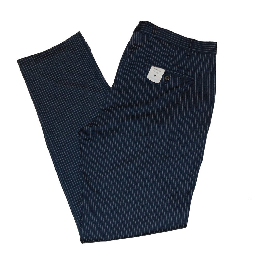 NWT J. McLaughlin Men’s NORWICH Flat Front Navy Pinstripe Dress Pants